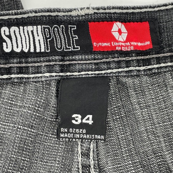 Southpole Baggy Wide Leg Jeans Mens 34x30 Faded Black Y2K Hip Hop Red Tab Vtg. - Picture 4 of 12